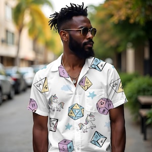 Dungeons and Dragons Hawaiian Shirt | RPG Button-up | Gamer Vacation Wear | Nerdy Summer | Fantasy Button Down | Geeky Apparel | Dm Gift