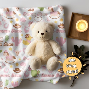 Personalized Cowgirl Baby Blanket | Western Nursery Decor | Customizable | Swaddle | baby shower gift | girl | boy | unisex | newborn
