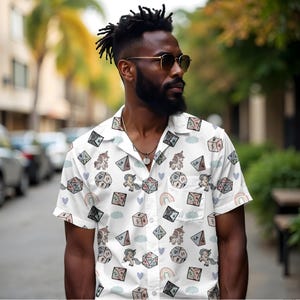 Dungeons and Dragons Hawaiian Shirt | RPG Button-up | Gamer Vacation Wear | Nerdy Summer | Fantasy Button Down | Geeky Apparel | Dm Gift