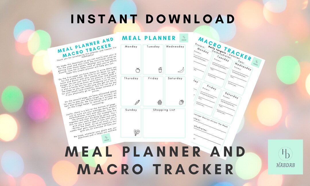 INSTANT DIGITAL DOWNLOAD Meal Planner and Macro Tracker - Etsy Israel