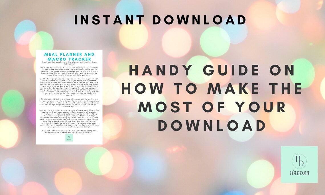 INSTANT DIGITAL DOWNLOAD Meal Planner and Macro Tracker - Etsy Israel