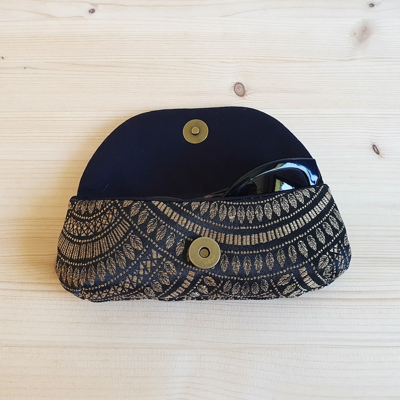 Etui à lunettes Jacquard doré et noir Fait main en France image 4