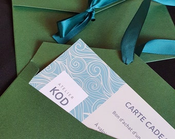 Carte cadeau à offrir - bon d'achat à utiliser sur le site Atelier KOD