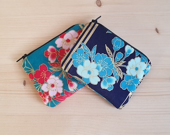 Small coin purse in Japanese fabric - handmade in France - Small pouch