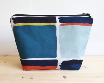 Large graphic toiletry bag - waterproof lining - Handmade in France - Gift for him