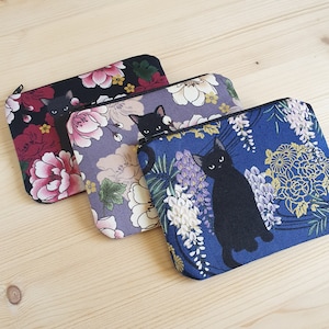 Petit porte-monnaie tissu japonais - motif Petit Chat - Cadeau fête des mères