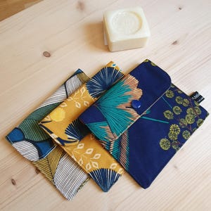 Porta sapone solido impermeabile – sacchetto in cotone rivestito fatto a mano – idea regalo ecologica