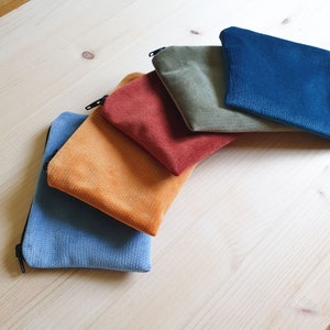 Mini porte-monnaie en velours uni - Fait main en France - Petite pochette zippée