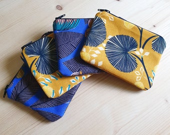 Mini coin purse in electric blue or golden yellow cotton - handmade in France - Small gift