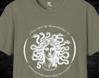 Women&#39;s Rights  Softstyle Tee, Feminist Empowerment T-Shirt, Human Rights Activist Gift, Will Not Shut Our Mouths, History, with Medusa Head