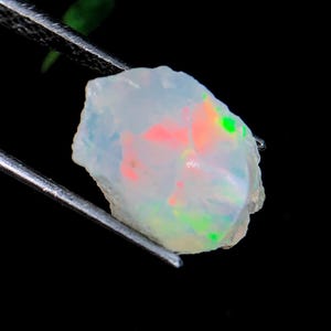Opale d'Éthiopie blanche naturelle brute, 12,50 x 11,90 x 8 NM, opale de 3,80 cts, pierre brute brute en vrac