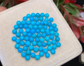 Lotto di cabochon di turchese naturale dell'Arizona, pietre preziose rotonde da 3 mm