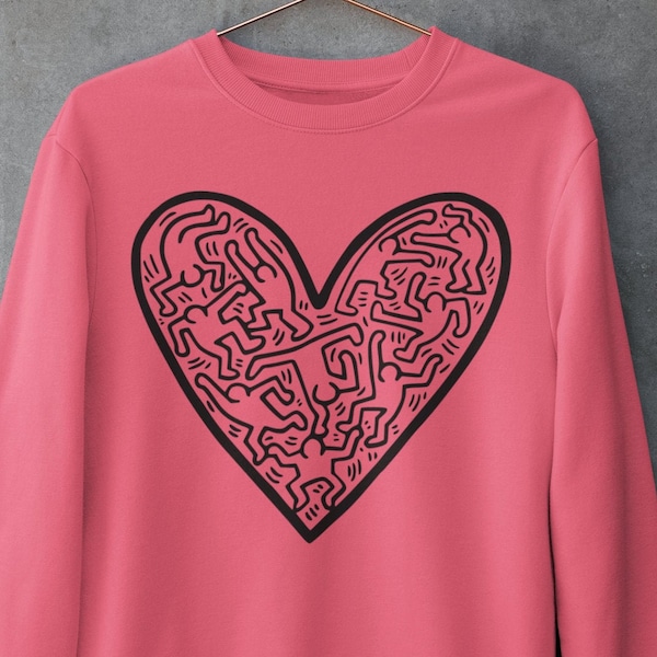 Keith Haring SVG, Heart Figures SVG, cricut png cut T-shirt design, Keith haring Valenties day Clip Art Silhouette Digital Download