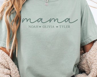 Comfort Colors® Personalized Mama Shirt With Kids Names, Mama T-Shirt, Mothers Day Gift For Mom Gifts, Mother's Day Gift, Cute Mama Tee