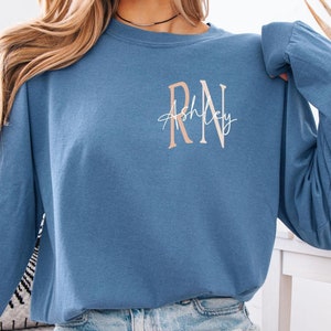 Comfort Colors® Personalized Nurse Long Sleeve T-Shirt, Registered Nurse Shirt, RN Shirt, Grad Gift For Nurse Gifts, Nurse T-Shirt, Tshirt