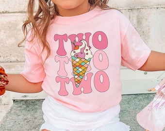 Two Birthday Shirt Girl, 2nd Birthday Girl Shirt, Ice Cream Birthday Party Shirts, Two Year Old Birthday Girl Shirt, Second Birthday Outfit