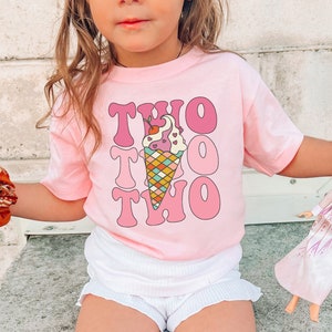 Two Birthday Shirt Girl, 2nd Birthday Girl Shirt, Ice Cream Birthday Party Shirts, Two Year Old Birthday Girl Shirt, Second Birthday Outfit