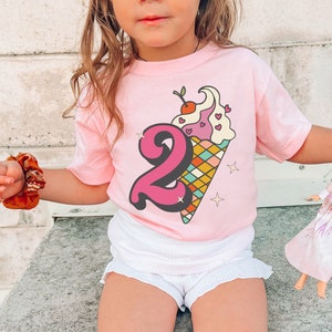Two Birthday Shirt Girl, 2nd Birthday Girl Shirt, Ice Cream Birthday Party Shirts, Two Year Old Birthday Girl Shirt, Second Birthday Outfit
