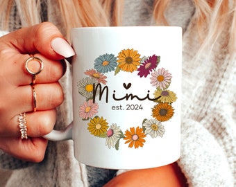 Mimi Est 2024 Mug, Mimi Christmas Gift, Pregnancy Announcement, Personalized Mimi Mug, Mimi Coffee Cup, New Grandma Gift, Custom Gift Mug