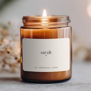 Personalized Name Candle • Minimalist Custom Soy Wax Candle • Gift for Her