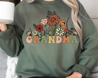 Wildflowers Grandma Sweatshirt For Grandma Gift, Grandma Crewneck Sweatshirt, Christmas Gift, New Grandma Gift Grandma Sweater Grandma Shirt