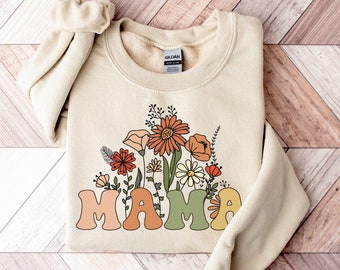 Wildflowers Mama Crewneck Sweatshirt, Mothers Day Gift For Mom, Groovy Mama Sweater, Gift For New Mom Pregnancy Announcement, Christmas Gift