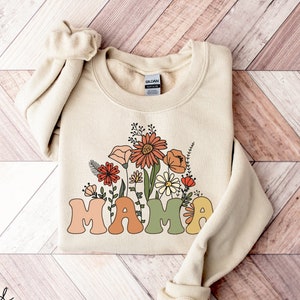 Wildflowers Mama Crewneck Sweatshirt, Mothers Day Gift For Mom, Groovy Mama Sweater, Gift For New Mom Pregnancy Announcement, Christmas Gift