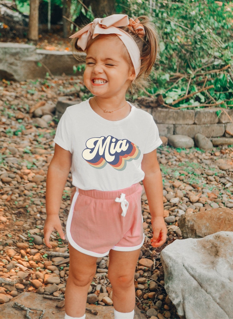 Retro Kids Name Shirt, Personalized Kids Shirt, Personalized Girl Name Shirt, Custom Name Boy Girl Tshirt, Custom Girl Tee, Custom Boy Tee image 2