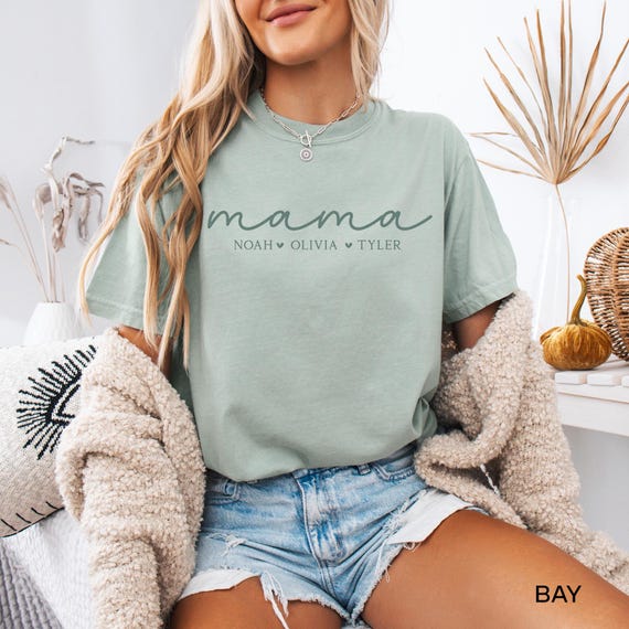 Comfort Colors® Personalized Mama Shirt With Kids Names, Mama T-Shirt, Mothers Day Gift For Mom Gifts, Mother's Day Gift, Cute Mama Tee