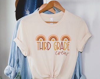 Retro Rainbow Dritte Klasse Lehrer, 3. Klasse Lehrer Shirt, Grade Level Shirts, Dritte Klasse Squad Tribe Crew Cute Teacher Tee Back to School