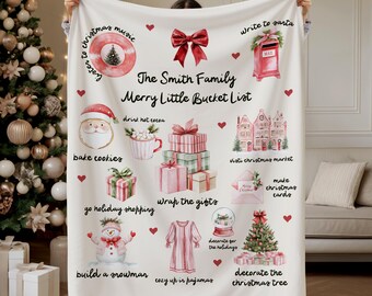 Personalized Family Christmas Bucket List Blanket, Merry Little Bucket List Throw Blanket, Custom Holiday Blanket, Christmas Gift 2025