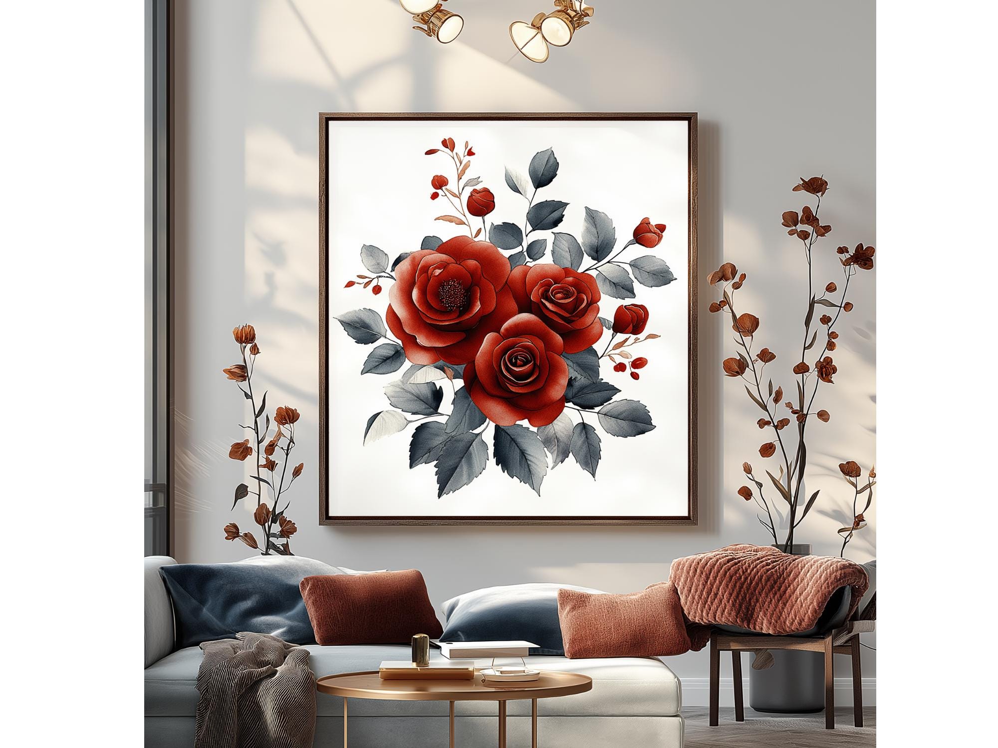 Watercolour Deep Red Roses Deep Red Watercolor Rose Clipart Set, Wedding Floral Design (digital ...