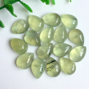 6 stuks, 13 x 10 mm, ca. Peer prehniet edelsteen veel (18) natuurlijke zeldzame groene prehniet peer edelsteen voor het maken van sieraden