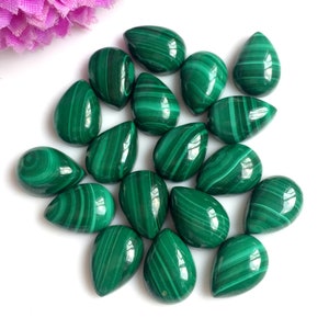 6 stuks natuurlijke Malachiet Cabochon Lot (5) 10x14mm, peervorm gepolijste cabochon, halfedelsteen voor het maken van sieraden