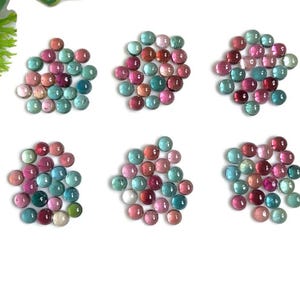 Lotto di cabochon di tormalina multistrato, 4 mm, forma rotonda, confezione da 20 pezzi, pietra preziosa sciolta di tormalina rosa per la creazione di gioielli, tormalina anguria 62502