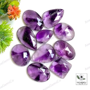 Améthyste trapiche, pierres précieuses à facettes, 16-22 mm environ, mélanger la forme et la taille, lot de 10 pièces, pierres précieuses en vrac pour la fabrication de bijoux, pierres précieuses faites main 62449