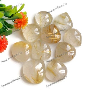 Gouden rutiel 15 mm peervorm cabochon, gekalibreerde semi-kostbare losse edelsteen 10 stuks veel gebruik voor het maken van ringen en armbanden, nieuwjaarsuitverkoop