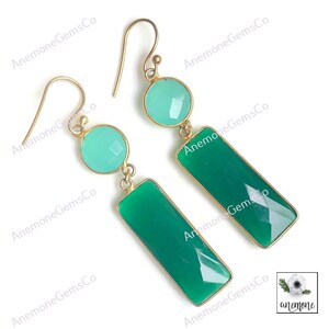 Orecchini con pietra preziosa di onice verde, orecchini con taglio a rosa, orecchini da sposa, orecchini vistosi, orecchini delicati, orecchini da damigella d'onore, regalo per lei