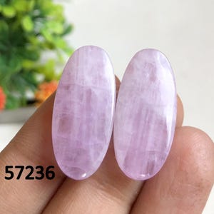 Cabochon de pierres précieuses en kunzite, Paires de pierres semi-précieuses naturelles pour la fabrication de boucles d'oreilles, Cabochons polis à la main, Cadeau pour elle