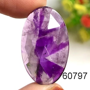 Cabochon à facettes en améthyste trapiche, pierre semi-précieuse naturelle pour la fabrication de bijoux, pierre précieuse améthyste taillée en rose pour la fabrication de bagues