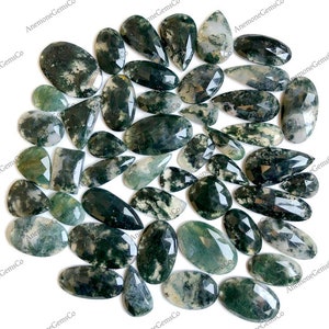 Gefacetteerde groene mosagaat cabochon, groothandel veel, mix vormen en maten, groene mosagaat gefacetteerde cabochon voor het maken van sieraden, doe-het-zelf.