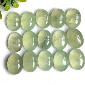 Natuurlijke Prehniet Ovale Vorm Cabochons 12x16mm, 10st Pack van Groene Prehniet Healing Crystal Gemstone Gebruik voor ambachtelijke sieraden, Prehniet Ringen