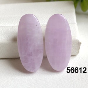 Paire de boucles d'oreilles en cabochon de pierres précieuses Kunzite, Paires de pierres semi-précieuses naturelles pour la fabrication de boucles d'oreilles, Cabochon fait main, Pendentif enveloppé de fil métallique