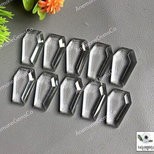 Bergkristal 10 x 16 mm kistvorm edelsteen, 10 stuks veel getrapte natuurlijke kwarts edelsteen met platte achterkant voor het maken van sieraden, kwartssieraden