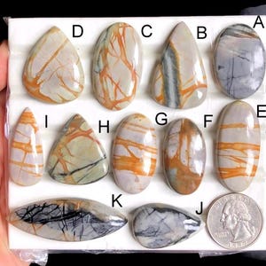 Cabochon en jaspe Picasso sélectionné, pierre semi-précieuse naturelle pour la fabrication de bijoux, collier de bijoux en jaspe Picasso LOT-260