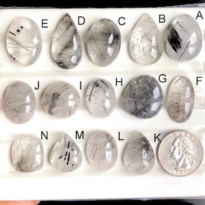 Cabochon di rutilo nero selezionato, bella e rara pietra preziosa naturale di rutilo nero trasparente per gioielli, perfetta per anelli e gioielli LOT-443