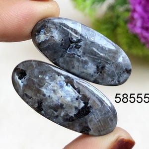 Paires de boucles d'oreilles cabochons en larvikite, pierre semi-précieuse naturelle pour la fabrication de boucles d'oreilles, bijoux cadeaux pour boucles d'oreilles cabochon, pierre de naissance