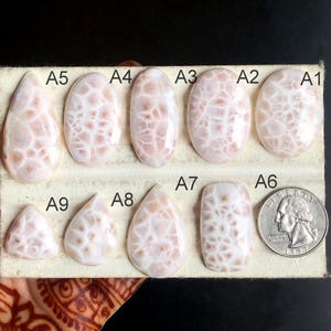 Cabochon di thomsonite selezionato, natrolite rosa naturale, nota anche come pietra preziosa di thomsonite per la creazione di gioielli, anelli di larimar rosa, lotto di gioielli-74