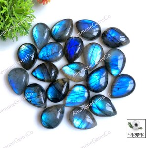 Lotto di cabochon di labradorite, labradorite naturale 13 x 18 mm, pietra preziosa a forma di pera per la creazione di gioielli, collana di gioielli in labradorite blu fuoco