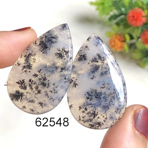 Dendrit-Opal-Ohrring-Paare Edelstein, natürlicher Halbedelstein 33x20x4mm, atemberaubende Dendrit-Opal-handgemachte Ohrringe Geschenk für sie